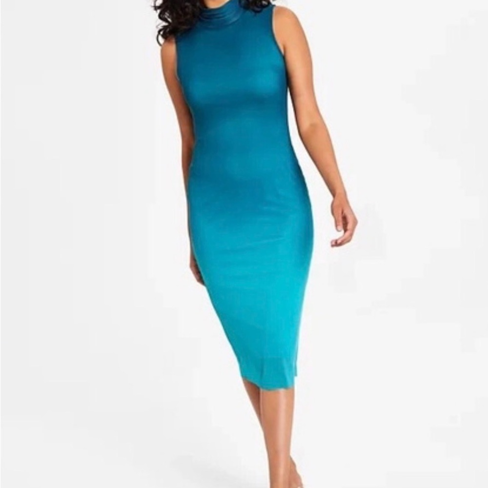 Bar III Teal Ombre Sleeveless Maxi Dress with Cowl Neck